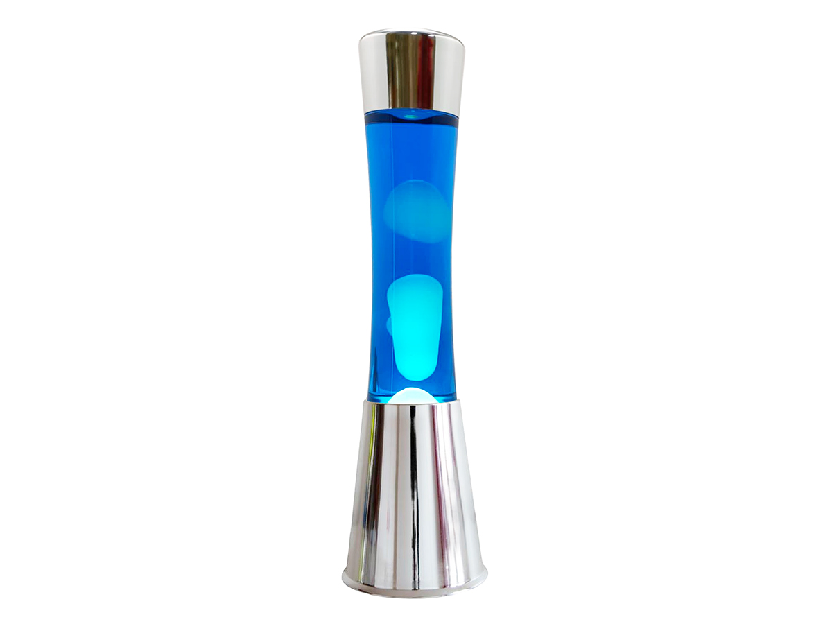 Brandgift Mobile - Lampada Lava Base Silver Liquido Blu Bianco